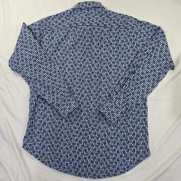 Neiman Marcus 100% Cotton Floral Gingham Check Long Sleeve Button Up Shirt. XL - Picture 6 of 10